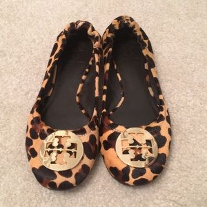 Tory Burch Reva Calf Hair Leopard Flats